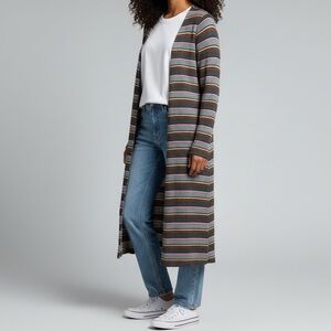 Colorful Striped Open Cardigan